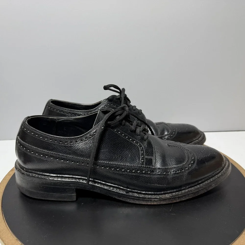 Thom McAn Wingtip Brogue Oxford Men Size 10.5 C Dress Shoe Black Leather Classic